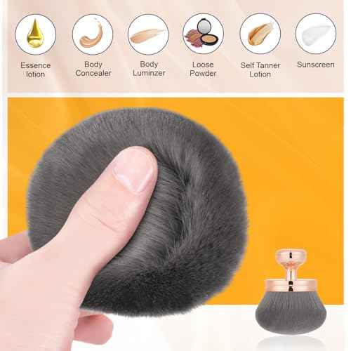 Yoseng Extra Large Body Makeup Brush For Self Tanner ? 74mm Wide-headed Vegan Kabuki Brush for Body Makeup, Tanning & Shimmer | Big Fluffy Bronzer Brush with Protective Travel Cover