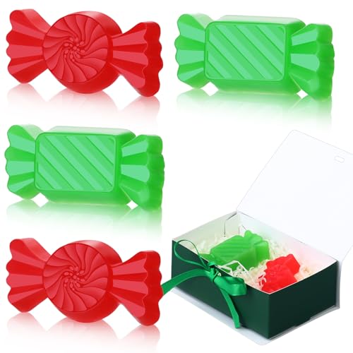 Demissle 4 Pcs Handmade Soaps Bath Gift Set Candy Soaps Holiday Mini Scented Soap Bath Soaps with Plus Christmas Gift Box for Kids Women Valentine¡®s Day Guest Bathroom(Candy)
