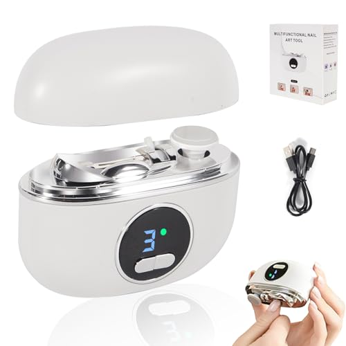Electric Nail Clipper with Adjustable Blade, LED Light, 3-in-1 Manicure Set for Seniors & Kids