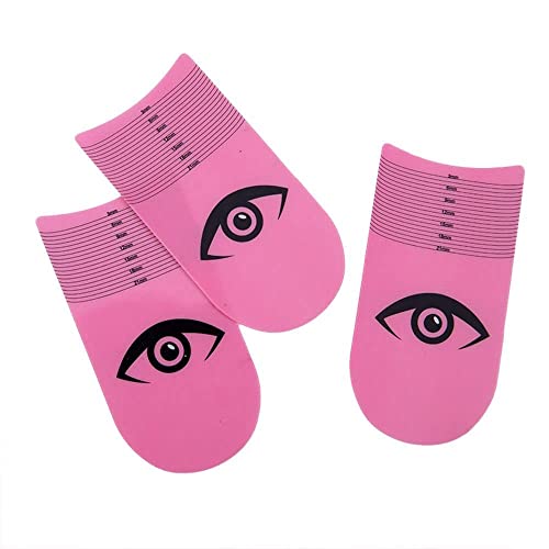 3Pcs Eyelash Ruler,Eyelash Stencils Ruler for Measure Eyelashes Length Curling Degree Ruler Eyebrow Lash Measuring Tool Beauty Tools(Pink)