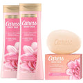 Caress Body Wash 2-Pack + Bar Soap, Daily Silk Bundle ??Bath & Shower Essentials for Silky Soft Skin, White Peach & Orange Blossom