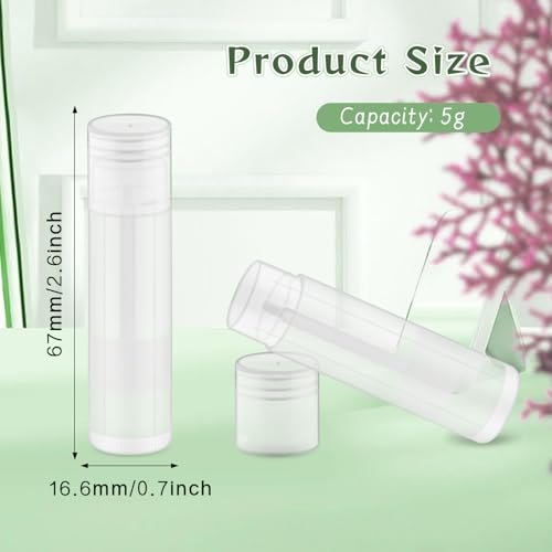 200 Pcs 5g Lip Balm Tubes Empty Plastic Lip Gloss Container Tubes Rotatable Lipstick Container Bottle with Lids for Women Girls DIY Makeup Cosmetic - Clear