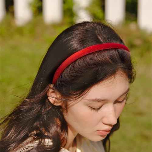 6Pcs Velvet Headbands Women's Hair Head Bands Padded Headbands 1.7cm Solid Color Hairband Fashion Headwear, Girls Women Hair Accessories (6-PACK A, One Size)