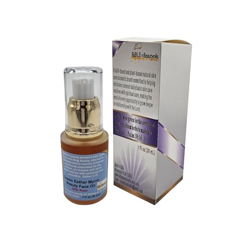 Queen Esther Myrrh Beauty Face Oil, Myrrh-Infused Skincare Essential Oils, Rosehip, Argan, Seabuckthorn, Pomegranate Seed Face Oil for Radiant Skin, 1.0 Fl Oz (Bulgarian Rose)