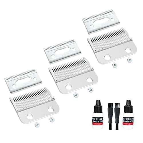 Professional Staggered Teeth 2 Hole Scissors Blades for 5 Star Series Val Scissors Cordless Magic Clips (Includes 3pcs Blades/Screws + 2pcs Oil + 2pcs Brushes)