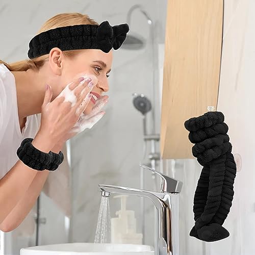 CERETIA Spa Headband & Wristband Set - 7pc Microfiber
