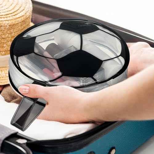 Reginary 12 Pcs Soccer Cosmetic Snack Bag Goodies Gifts Accessories for Makeup Bags Soccer Clear PVC Cheer Case Toiletry Zipper Pouch Waterproof Travel Handbag Purses Organizer for Team Gift