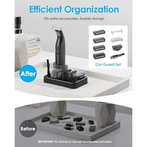 Guard Combs with Shaver Stand Kit for O Blade QP2724/QP2834/QP2520/QP2630/QP65XX/QP66XX OBlade Pro, 0/3mm Body Comb + 1/2/3/5mm Bi-Directional Guards, Electric Shaver Attachments Accessories, 9PC