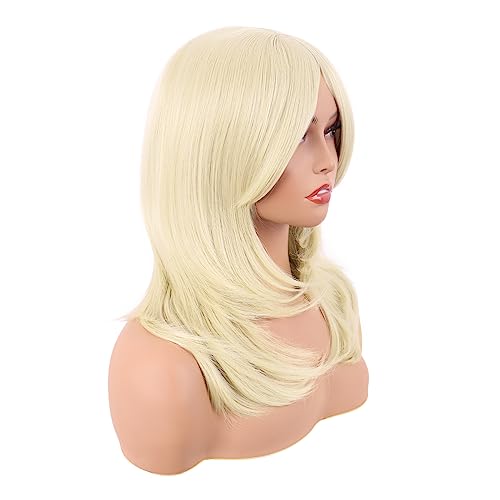 MapofBeauty 20 Inch Light Blonde Layered Straight Wig