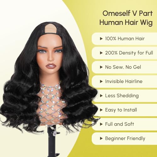 V Part Body Wave Human Hair Wig 22" - 200 Density Glueless