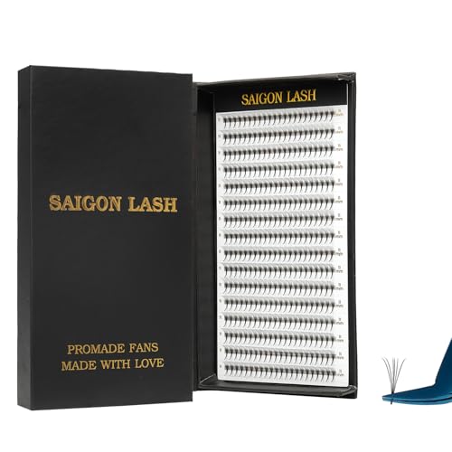 Wispy Promade Fans 3D 5D 6D 8D, Narrow Base Laser Tech Eyelash Extensions, C D Curl, Single & Mixed Lengths 6?15mm, Loose Lash Fans for Professional Use (Black-C-0.07-8-15mm-6D)