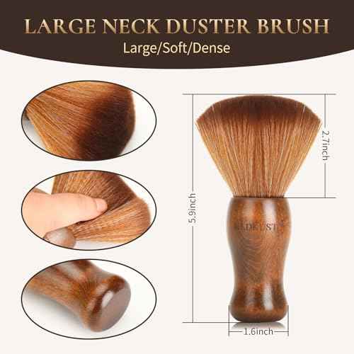 Large Neck Hair Duster Brush, Soft Barber Face Cleaning Hairbrush Nylon Hair Wooden Handle Cutting Kits