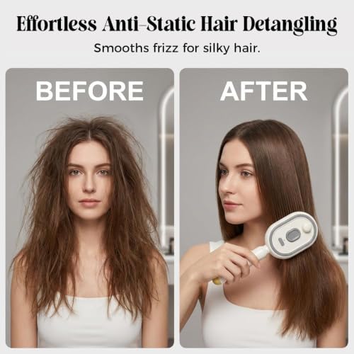 Electric Steam Hair Brush with Red Light & Self-Cleaning