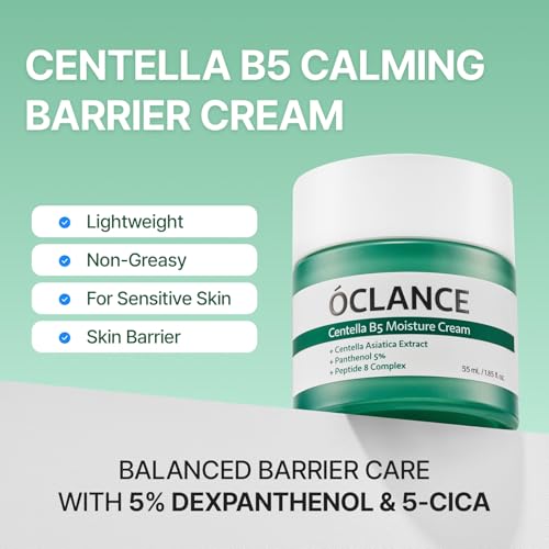Centella B5 Calming Barrier Cream, Lightweight Non-Greasy Face Moisturizer for Sensitive Skin with Panthenol, Centella & 8-Peptide Complex, Fragrance-Free Korean Skincare, 1.85 fl oz (55ml)