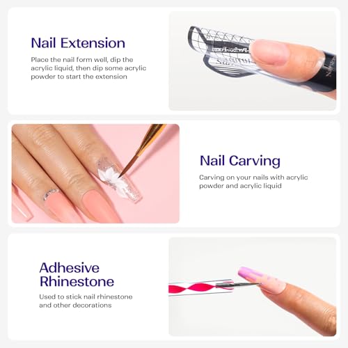 VANSISOS Acrylic Nail Kit for Beginners - Powder & Liquid Set with Brushes