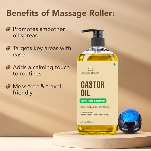 Botanic Hearth Pure Castor Oil 8 Fl Oz for Hair, Brows & Lashes