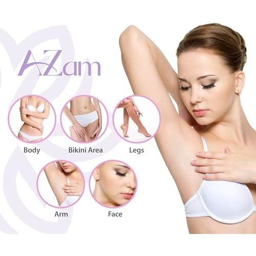 AZAM Hard Wax Beads,Hot Wax Beads,Hair Removal for Full Body4X100G Painless Hard Wax Beans with 10 large applicators 10 smaller ones, 10 nose sticks, Professional Wax Beads for Eyebrow, Bikini