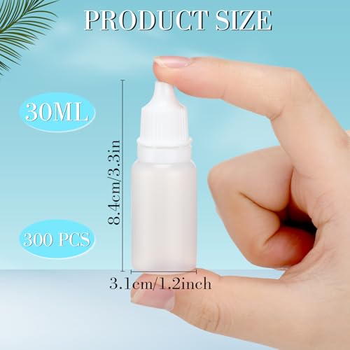 TrelaCo 300 Pcs Plastic Dropper Bottles Bulk 30ml Squeezable Eye Liquid Dropper with Caps Clear Refillable Bottle for Liquids Oils Essence Paint