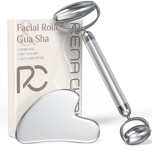 Rena Chris Stainless Steel Gua Sha & Face Roller Set
