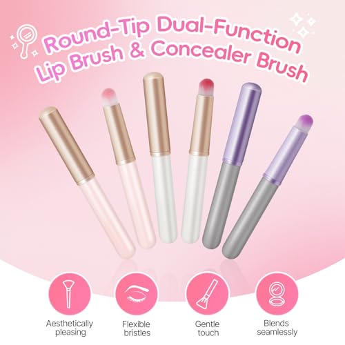 Round Lip Brush Set with Soft Bristles for Precise Lip Application