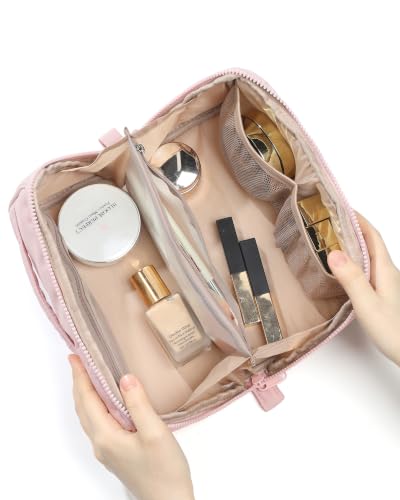 Travel Makeup Bag for Women, Lay-Flat Organizer