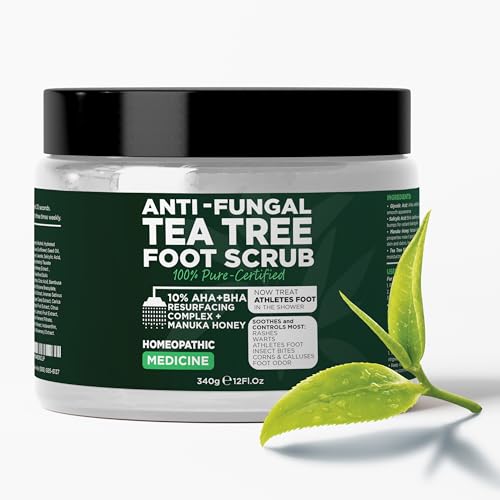 Tea Tree Antifungal Foot Scrub & Medicated Body Wipes Bundle (40 Count)