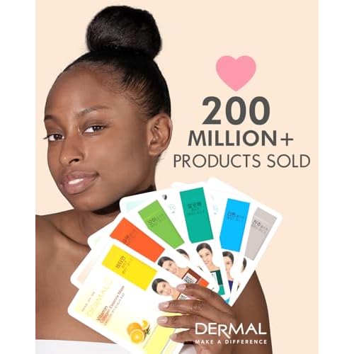 DERMAL Cucumber Collagen Essence Facial Mask Sheet 23g Pack of 100 - Soothing & Moisturizing, Redness & Sunburn Relief, Daily Skin Treatment Solution Sheet Mask