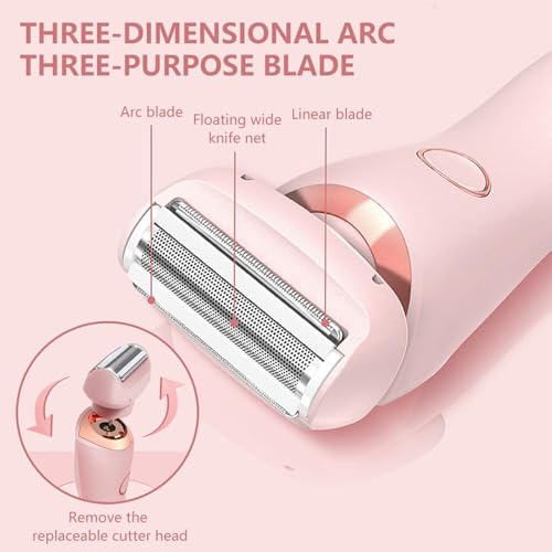 Pink Women’s Electric Shaver & Bikini Trimmer - Wet & Dry Waterproof 2-in-1 Razor with Removable Head