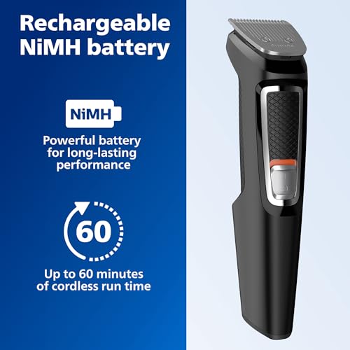 Philips Norelco Multi Groomer All-in-One Trimmer Series 3000-13 Piece Mens Grooming Kit for Beard, Face, Nose, Ear Hair Trimmer and Hair Clipper - NO Blade Oil Needed, MG3740/40