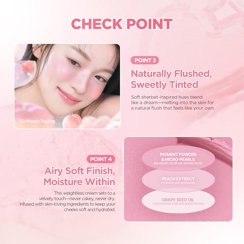 lilybyred Luv Beam Sherbet Cheek | Heart-Shaped Korean Cream Blush, Lightweight Melt-In Texture, Micro-Pearl Glow, Buildable Natural Color, Soft Radiant Finish, 0.12 oz. (06 Raspberry Topping)