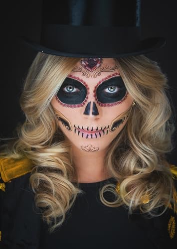 Sugar Skull Face Temporary Tattoo - 2 Pack Dia de los Muertos