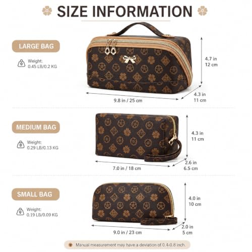 YTL Coffee Flower Makeup & Travel Cosmetic Bag Set for Women