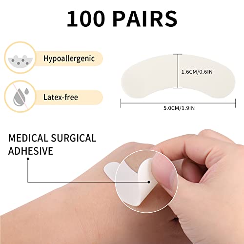 Miuffue 100PCS Foam Eye Pads for Lash Extensions 1.97"×0.63" Waterproof & Hypoallergenic