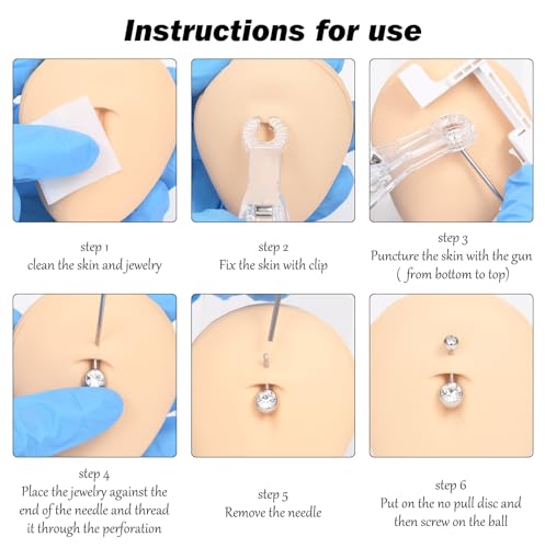 Belly Button Piercing Kit with Gun and Stainless Steel Rings