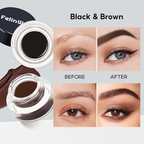 Gel Eyeliner & Eyebrow Pomade, Waterproof Black & Brown
