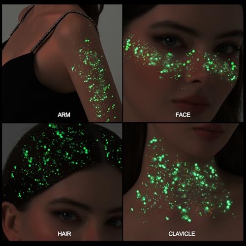 Teenitor 80g Glow in The Dark Body Glitter Gel - Iridescent White