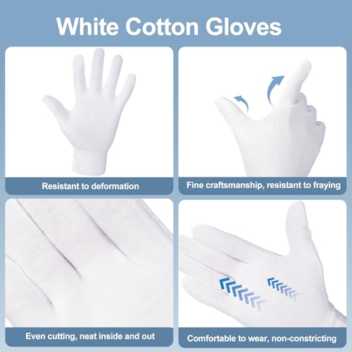 42-Pack White Cotton Gloves for Dry Hands & Eczema - Unisex Sleep SPA Gloves