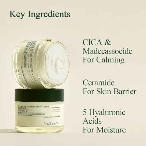 Pyunkang Yul PKY Calming Moisture Barrier Cream Instantly Soothes Sensitive Skin, Hyaluronic Acid & Ceramide for Hydration, Vegan, Korean Skincare (1.69 Fl. Oz, 50ml)
