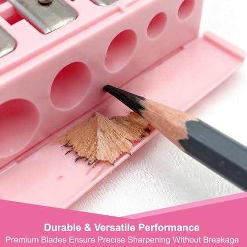 5-Hole Makeup Pencil Sharpener for Eyeliner, Lip & Eyebrow Pencils (Pink)