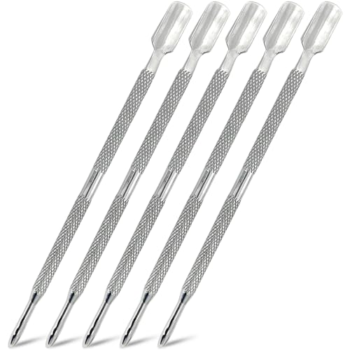 Stainless Steel Cuticle Pusher Set - Dual-Sided Manicure Tools (5 Pcs)