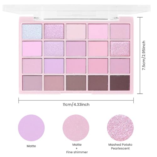 20 Nude Brown Pink Matte Shimmer Eyeshadow Palette for Eye Makeup,High Pigmented Beige Purple Tan Eye Shadow Primers Powder Palet de sombras de ojos (04# Light Lavender)