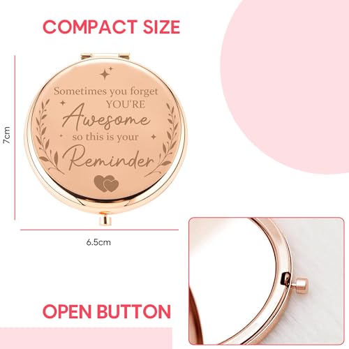 Gossby Inspirational Gift for Women - Sometimes You Forget You¡¯re Awesome - Encouragement, Thank You, Appreciation, Motivational Gift Teacher, Best Friend, Coworker - Double-Sided Pocket Mirror
