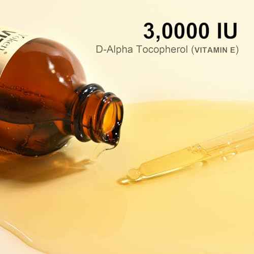 Vitamin E Oil 4 Fl Oz Organic Vitamin E oil for Skin 30,000 IU Vitamine oils for Scars Hair, Face, Nail, Scalp Perfect Bath and Body Oil, Cold Pressed Hexane Free Non-GMO Gluten Free Formula