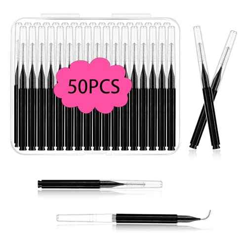 Micro Eyebrow Brush Set with Cap 50Pcs Eyelash Spoolies Comb Brow Lamination Brush Mini Spoolie For Eyelash Extensions Lash Lift Tools