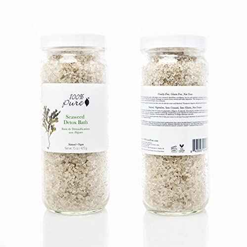 100% PURE Seaweed Detox Bath Soak, Bath Salts for Relaxation, Made with Eucalyptus Essential Oil, Spa Kit for Home, Bath Soak with Essential Oils - 15 Oz