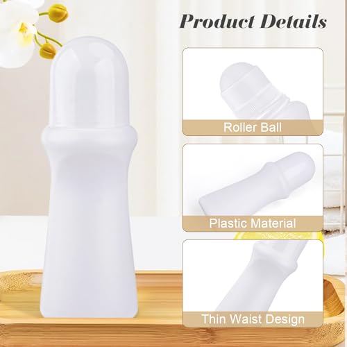 10 Pcs 75ml/2.5oz Roller Bottles Plastic Empty Roll On Bottles Refillable Deodorant Containers with Plastic Roller Ball for Cosmetic Lotion Essential Oil Perfumes Balms