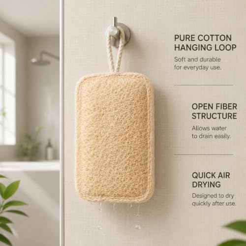 Natural Loofah Sponge 2 Pack - Exfoliating Body Scrubber