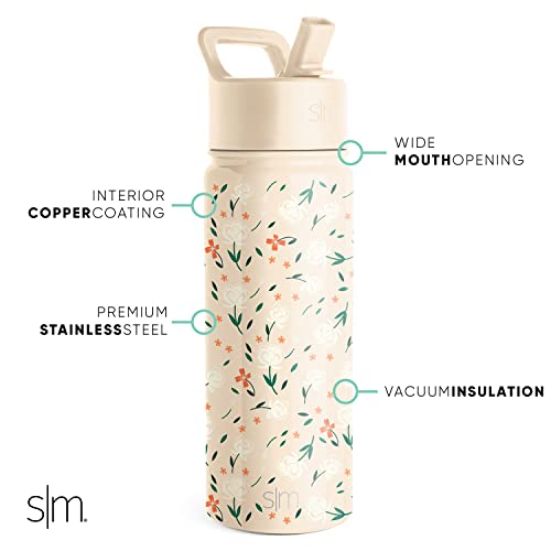 Simple Modern Kids Water Bottle with Straw Lid | Insulated Stainless Steel Reusable Tumbler for Toddlers, Girls | Summit Collection | 14oz, Unicorn Fields