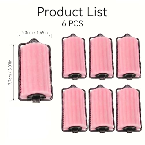 FOMIYES Foam Hair Rollers 6-Pack for Overnight Curls, Large 4cm Diameter, Gentle Styling for Fine Hair