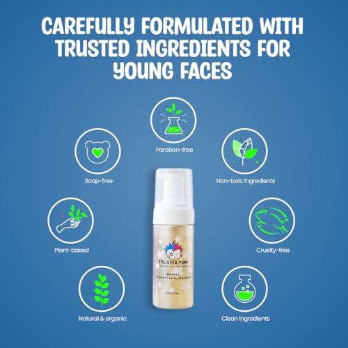Natural and Organic Foaming Face Wash for Kids and Tweens, Soap and Fragrance Free Tear-Free Cleanser for Sensitive Skin with Botanical Extracts, Aloe, and Glycerin, 4 oz